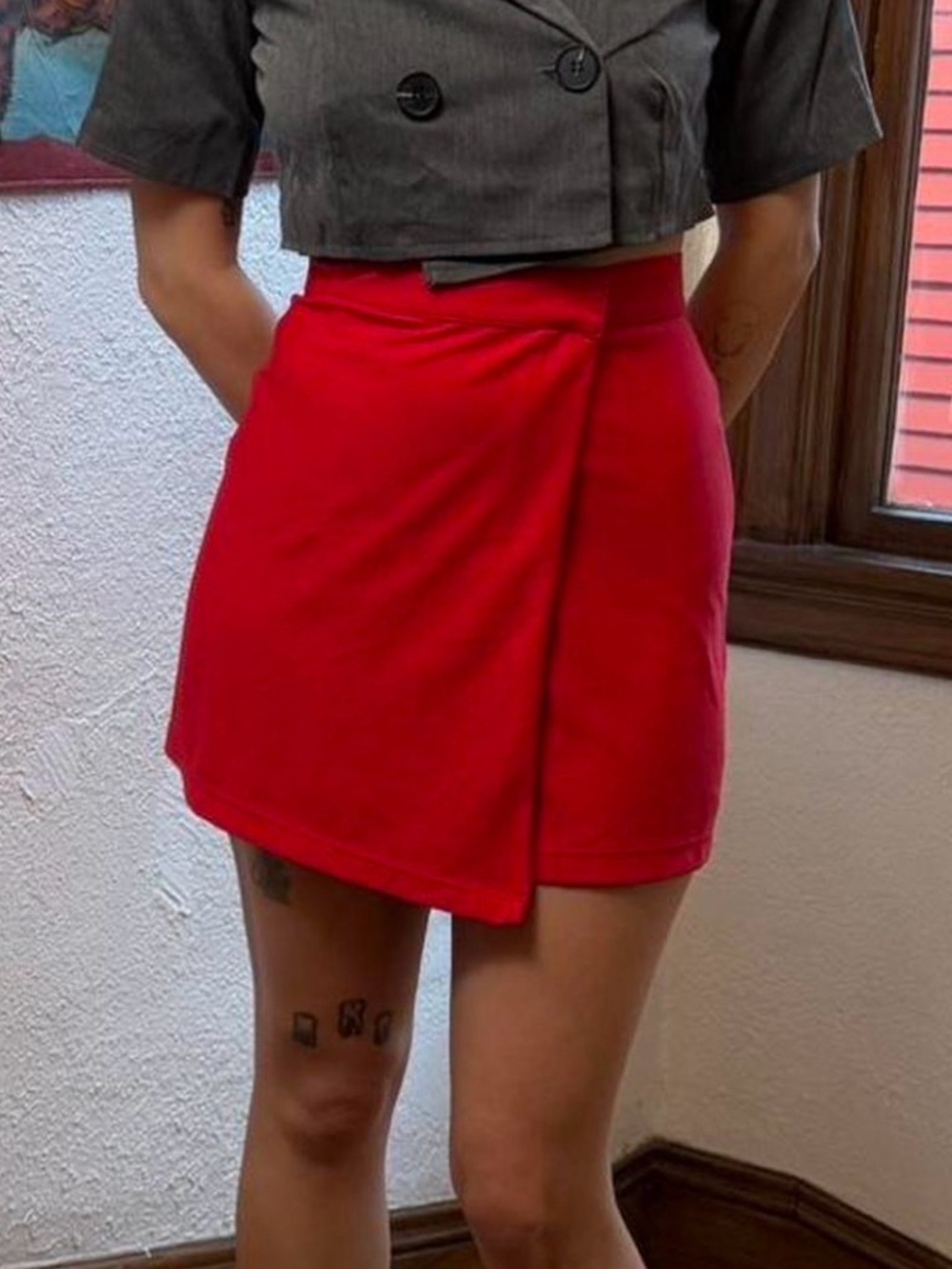 American apparel Red Wrap Mini Skirt